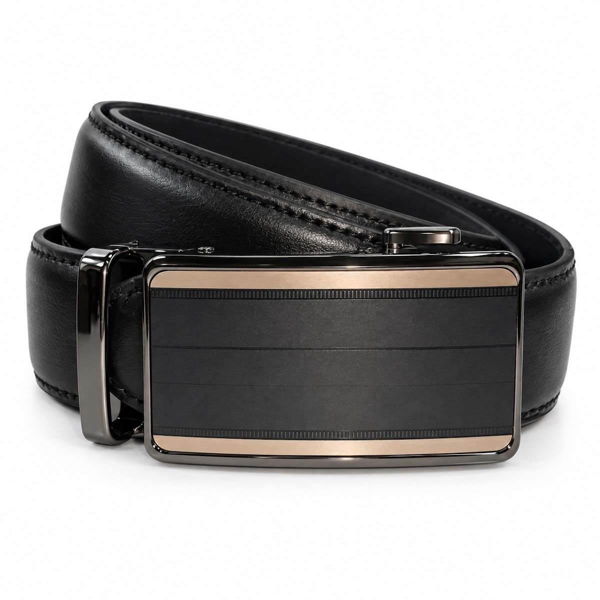 The LBW Auto-Lock Leather Belt in black