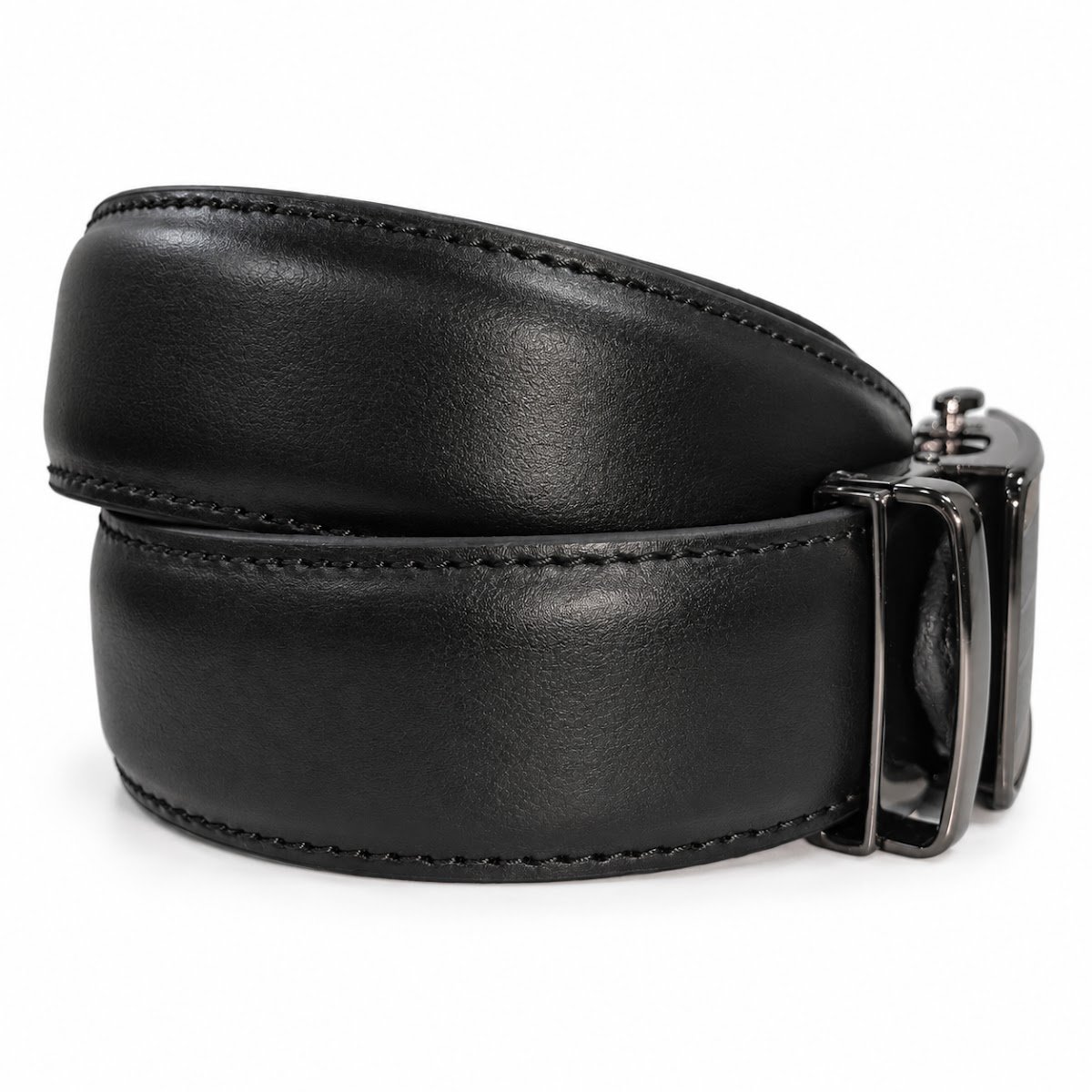 The LBW Auto-Lock Leather Belt in black